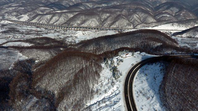 Bolu Dağı'nda eşsiz kar manzarası