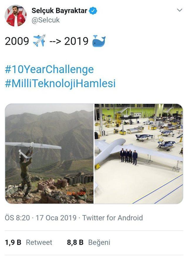 Selçuk Bayraktar’dan #10YearChallenge akımı paylaşımı