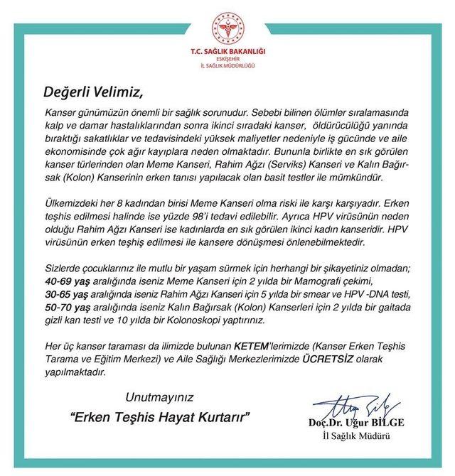 İl Sağlık Müdürü Bilge’den velilere mektup