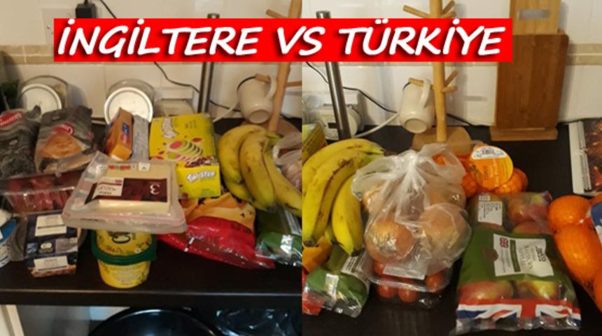 İngiltere ve Türkiye'de yapılan aynı market alışverişinin fiyat ve asgari ücret karşılaştırması