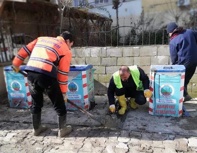 Siirt’te yer altı çöp konteynerleri onarılarak bakımları yapılıyor