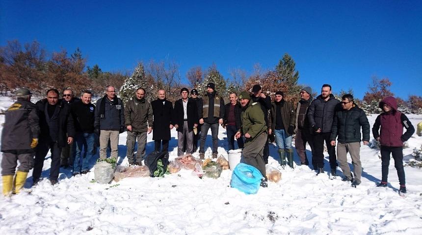 Beyşehir&rsquo;de yaban hayvanlarına yem desteği