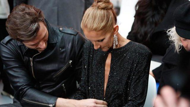 Celine Dion'un dekoltesi moda haftasına damga vurdu 