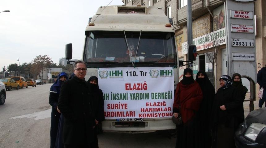 Elazığ’dan Suriye’ye 110’uncu yardım tırı yola çıktı