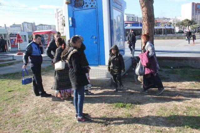 Yabancı uyruklu dilencinin üzerinden günlük hasılatı olarak 182 lira ve çakı çıktı