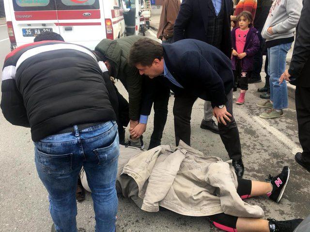 AK Parti'nin doktor adayı, otomobil çarpan kadına müdahale etti