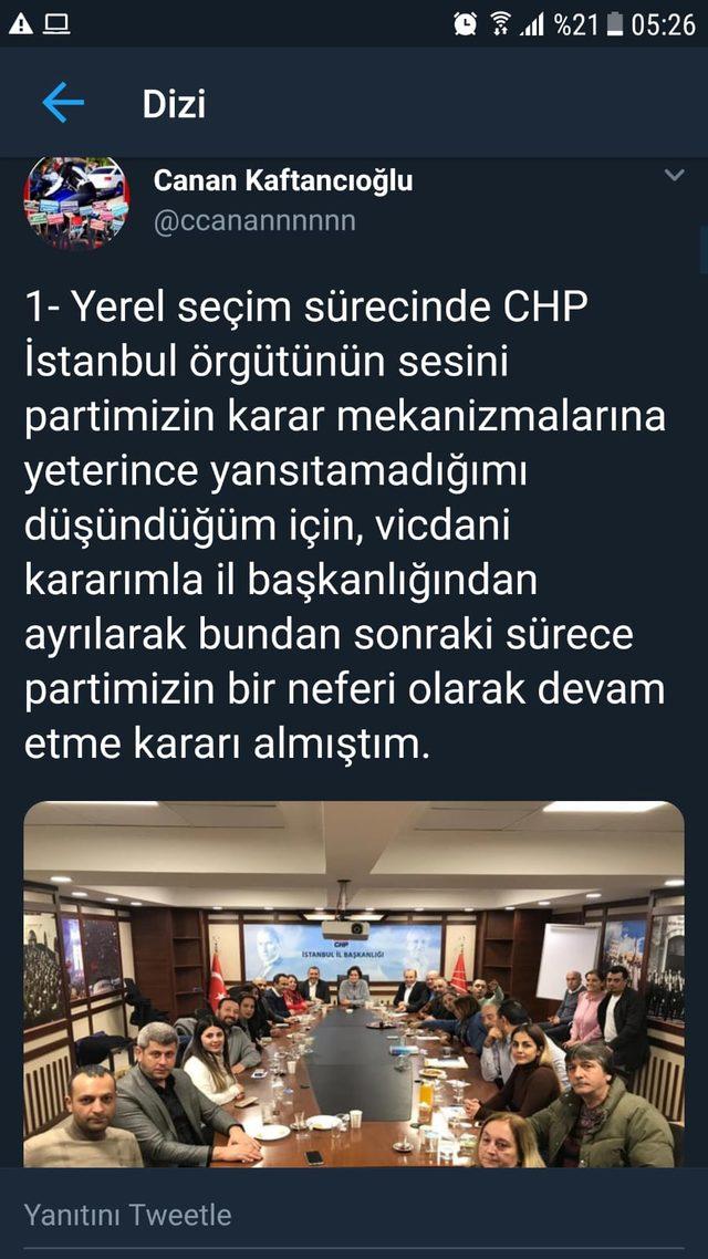 CHP İstanbul İl Başkanı Kaftancıoğlu istifasını geri çekti