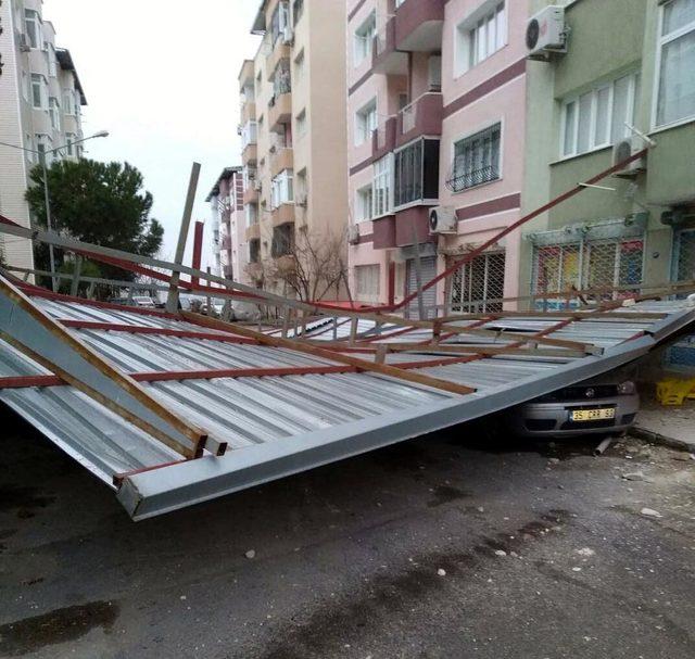 İzmir'de fırtına nedeniyle ağaçlar devrildi, çatılar uçtu, vapur seferleri iptal edildi (3)
