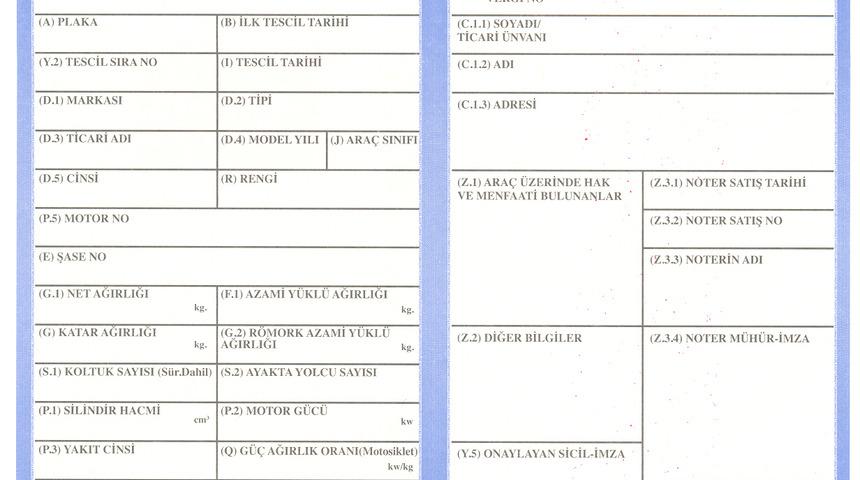 Ruhsatta yazılanlar ne demek? Ruhsattaki araç sınıfı (J) ve cinsi (D5) ne anlama geliyor? 