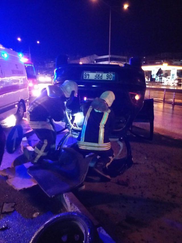 Denizli'de takla atan otomobilin sürücü yaralandı