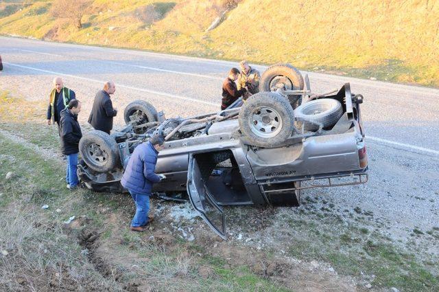 Avcı takibi sırasında araç takla attı