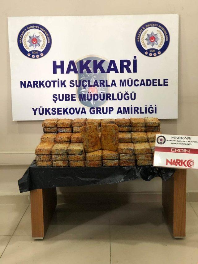 Hakkari’de 56 kilo eroin ele geçirildi