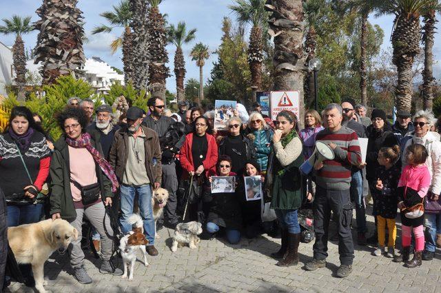 Datça'da 3 köpeğin zehirlenerek öldürülmesi protesto edildi