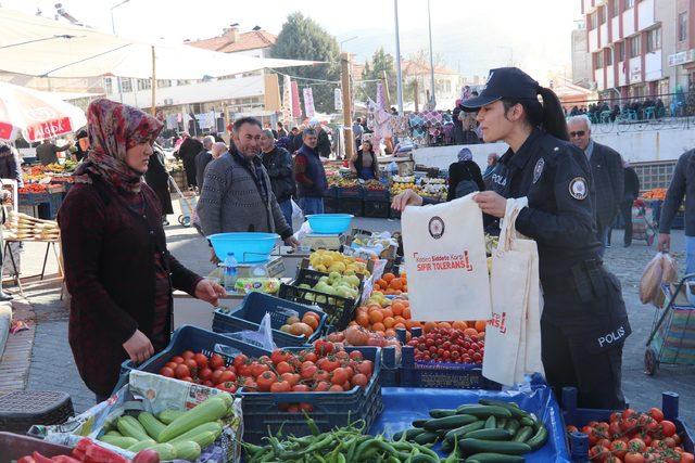 Polisten farkındalık için bez torba