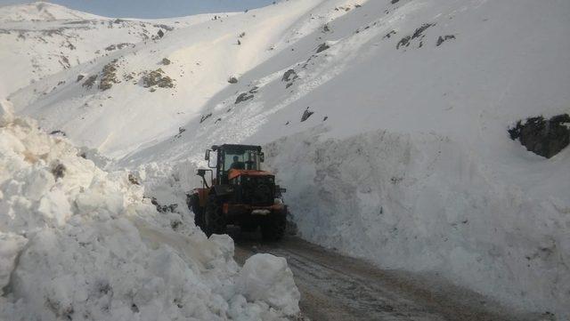 Çığın kapatığı mezra yolu ulaşıma açıldı