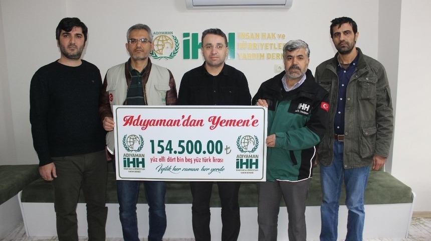Adıyaman&rsquo;dan Yemen&rsquo;e 154 bin 500 TL destek
