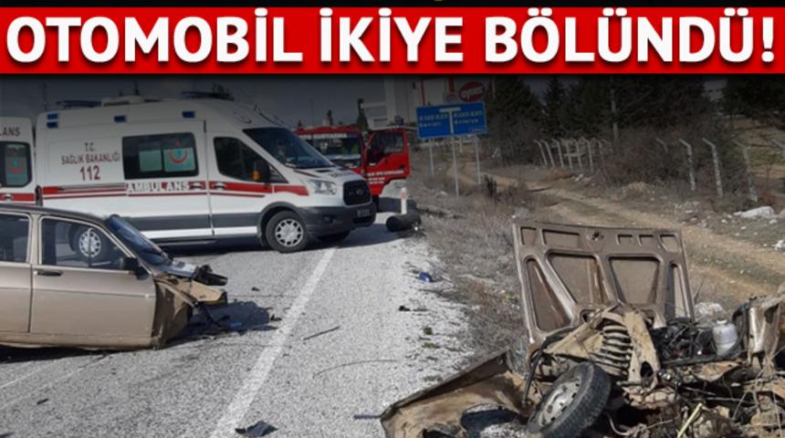Denizli'de kaza yapan otomobil ikiye bölündü: 4 yaralı