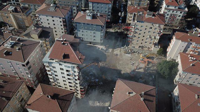 Kartal'da Yunus Apartmanındaki yıkımda son durum havadan fotoğraflandı