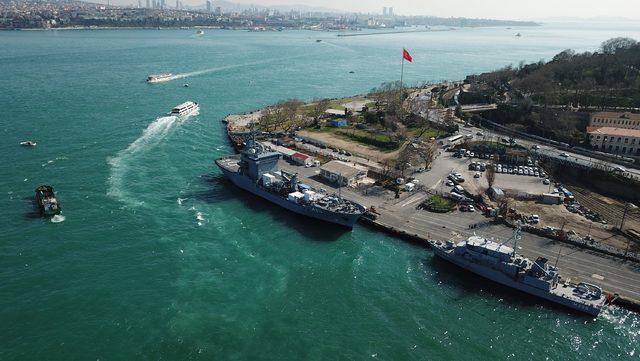 (havadan fotoğraflı) NATO'ya bağlı Alman ikmal gemisi Sarayburnu'nda demirledi