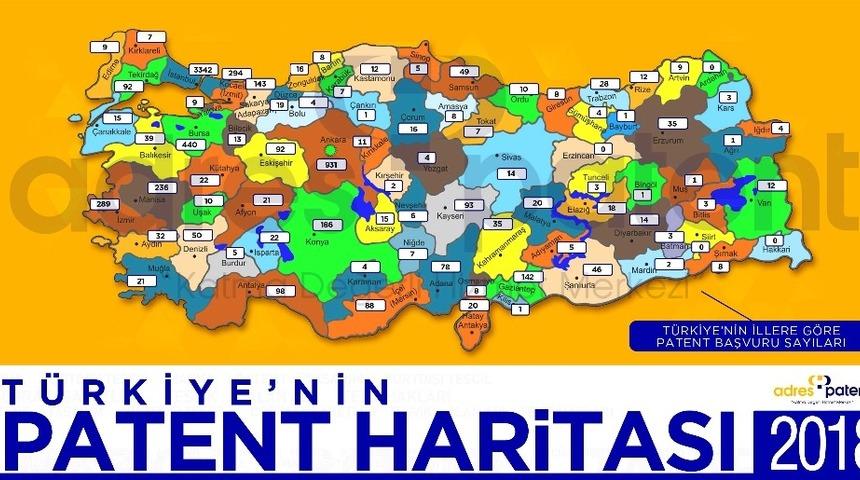 T&uuml;rkiye&rsquo;nin 2018 yılı patent haritası
