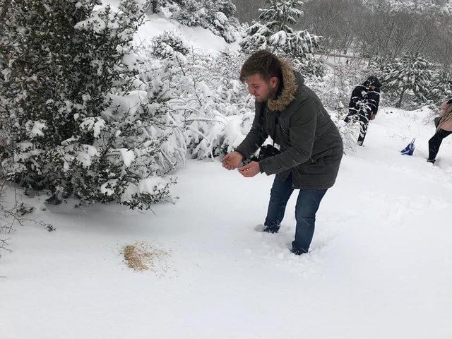 Biga’da  hayvanlar için doğaya yiyecek bırakıldı