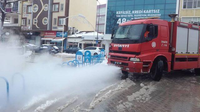 Çan Belediyesi  kar eritmeye termal suyla çözüm buldu