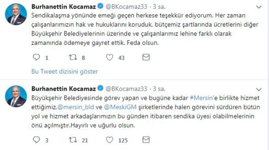 Mersin B&uuml;y&uuml;kşehir ve MESKİ &ccedil;alışanları sendikalı olabilecek