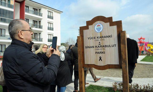 Kerç Boğazı’ndaki yangında ölen iki denizcinin adı Yalova’da parka verildi