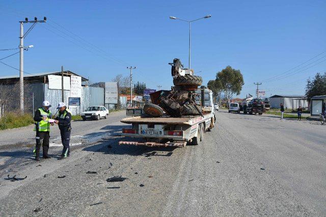 Kullandığı traktör ikiye bölündü, yara almadan kurtuldu