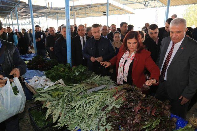 Özlem Çerçioğlu seçim çalışmalarını Dalama’da sürdürdü