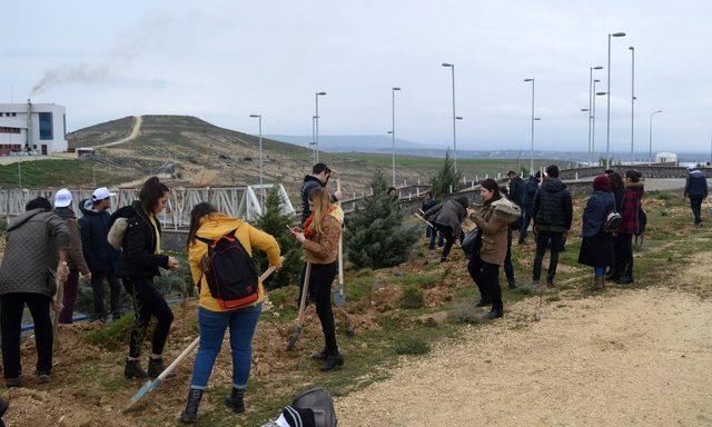 GAÜN öğrencileri 300 fidanı toprakla buluşturdu