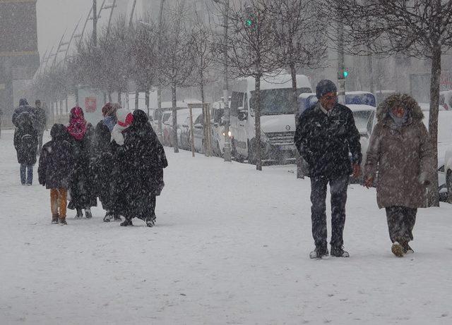 Erzurum'da kar yağışı