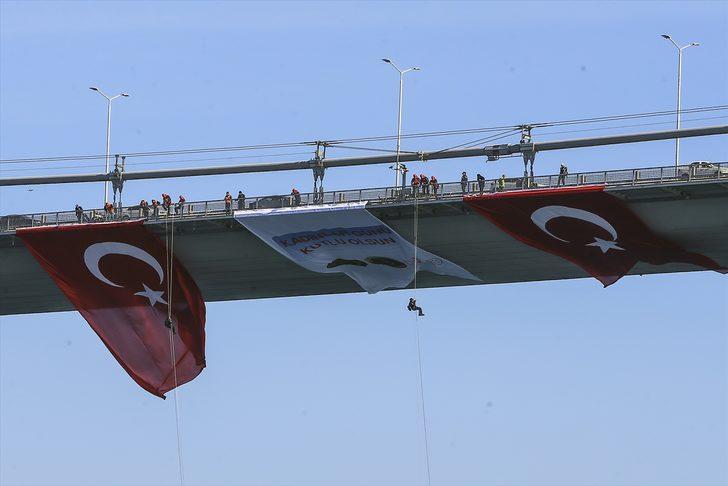 Halatlarla indiler! 15 Temmuz Şehitler Köprüsü'nde hareketli anlar G5