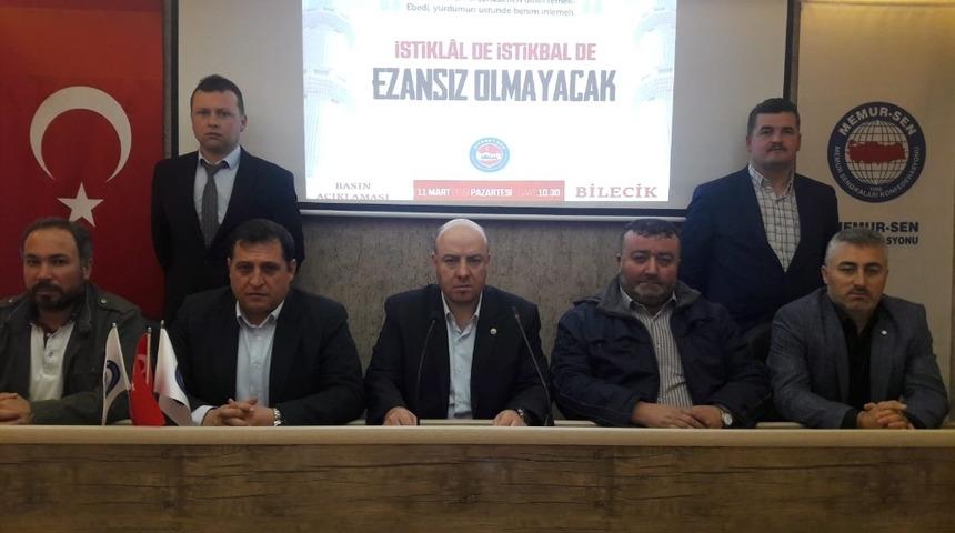 Diyanet- Sen Bilecik İl Temsilciliği ezana saygısızlığı kınadı