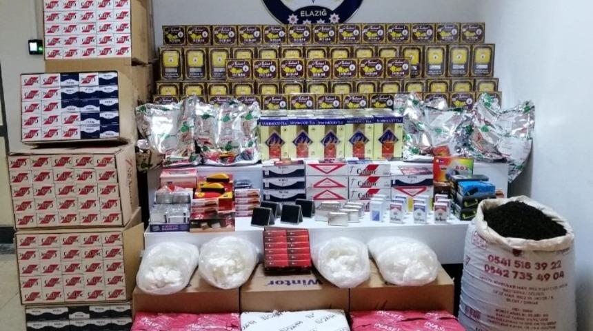 Elazığ’da çok miktarda kaçak ürün ele geçirildi