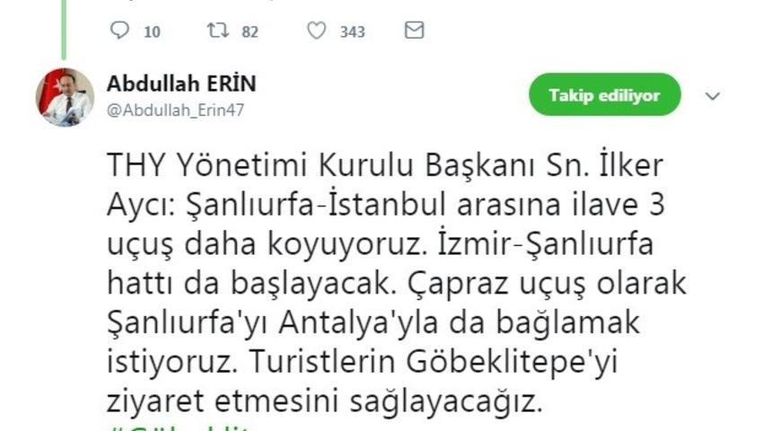 Şanlıurfa&rsquo;ya ek u&ccedil;ak seferleri m&uuml;jdesi