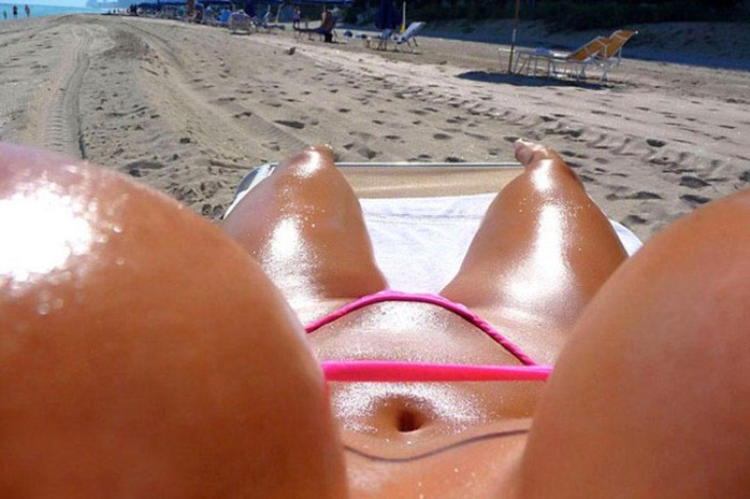Beach POV redhead wet