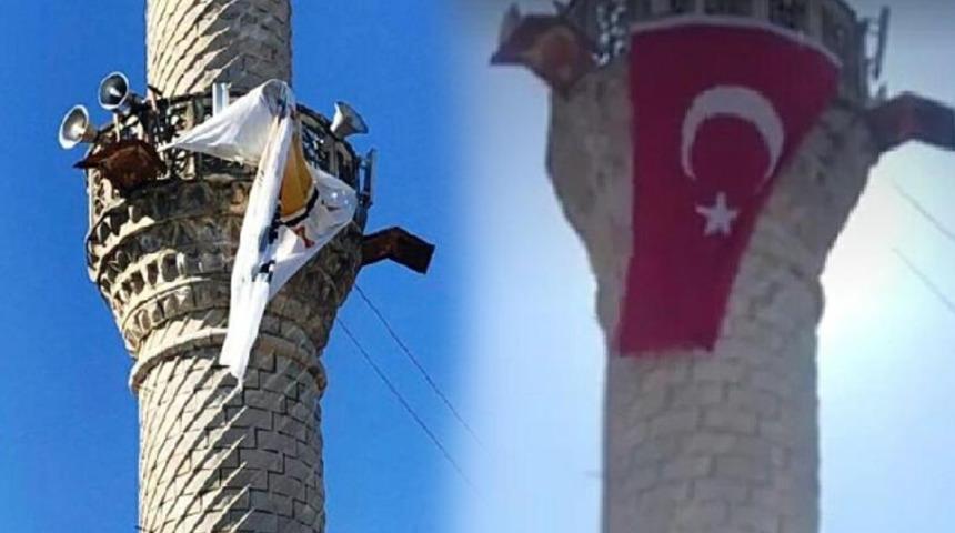 Minareye asılan AK Parti bayrağına inceleme başlatıldı! Açıklama geldi