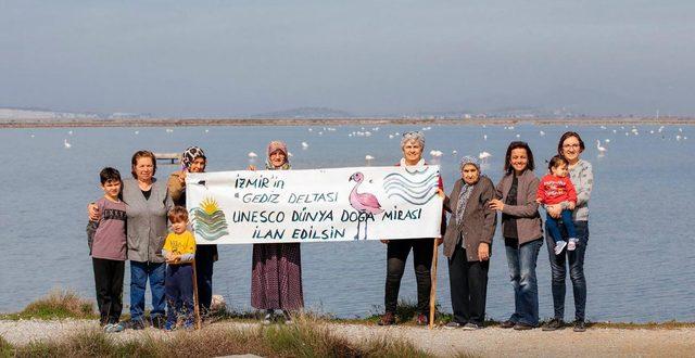 İzmir Körfezi'nde flamingolardan kur dansı