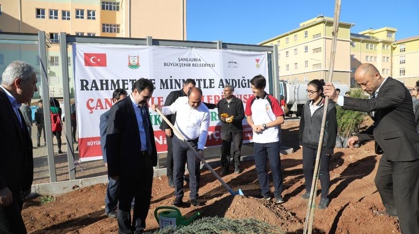 Şehitler anısına fidan diktiler