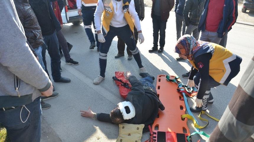 Otomobilin çarptığı bisikletli yaralandı