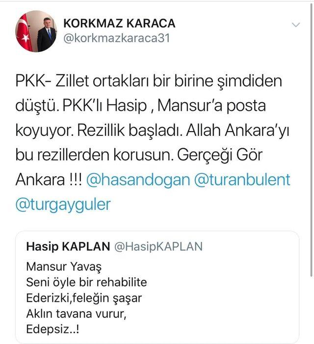 Korkmaz Karaca’nın Hasip Kaplan’a cevabı sosyal medyada gündem oldu