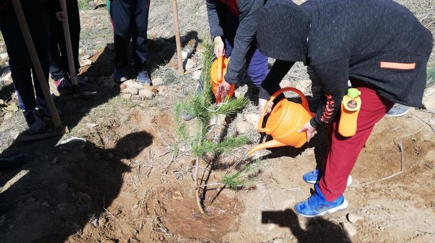 &Ouml;ğrenciler şehitler i&ccedil;in fidan dikti