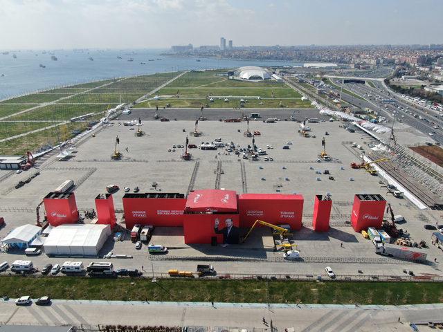 (Hava fotoğraflarıyla) - Cumhur İttifakı'nın Yenikapı'da yapacağı miting alanında hazırlıklar sürüyor