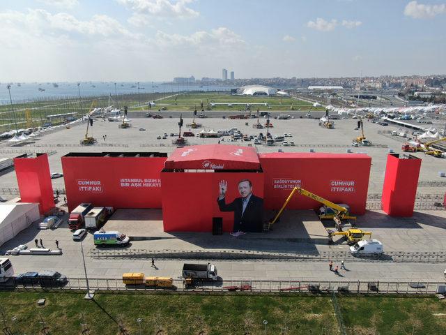 (Hava fotoğraflarıyla) - Cumhur İttifakı'nın Yenikapı'da yapacağı miting alanında hazırlıklar sürüyor