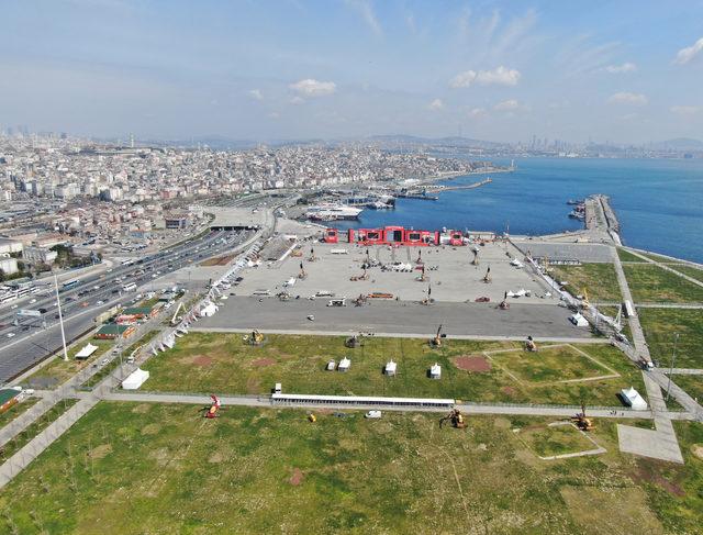 (Hava fotoğraflarıyla) - Cumhur İttifakı'nın Yenikapı'da yapacağı miting alanında hazırlıklar sürüyor