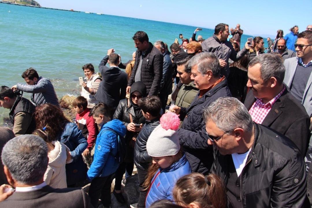 Kuşadası&rsquo;nda balık yumurtası ve balık yavruları denize bırakıldı