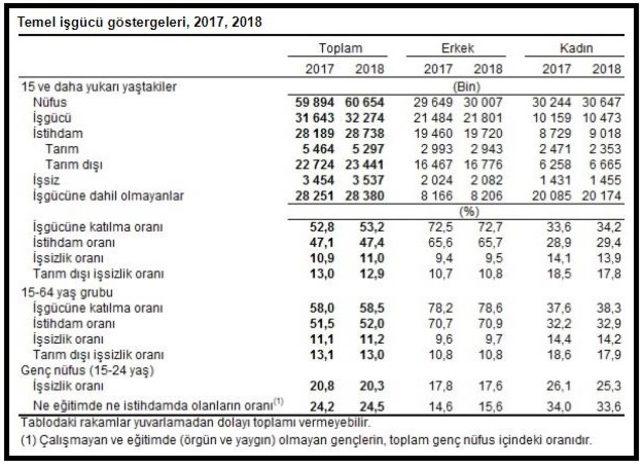 İşsizlik 2018 yılında 0.1 puan artışla yüzde 11 e çıktı 2