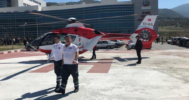 Soma Devlet Hastanesi helikopter pistinden ilk hasta sevki