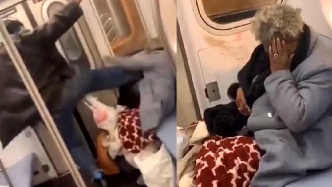 Yaşlı kadını defalarca kez tekmeledi!